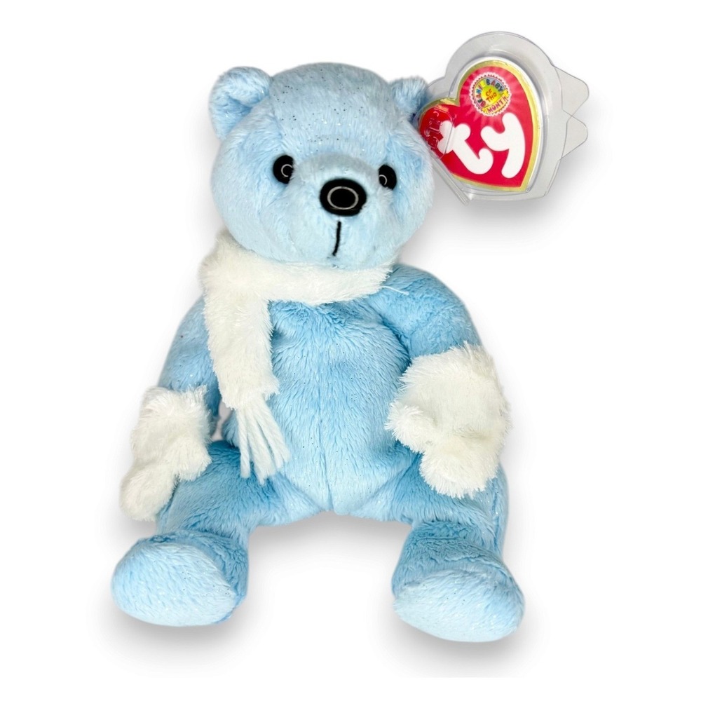 Icecubes the Bear | Frosty Blue Bear | Mint Heart Tag TY Beanie Baby